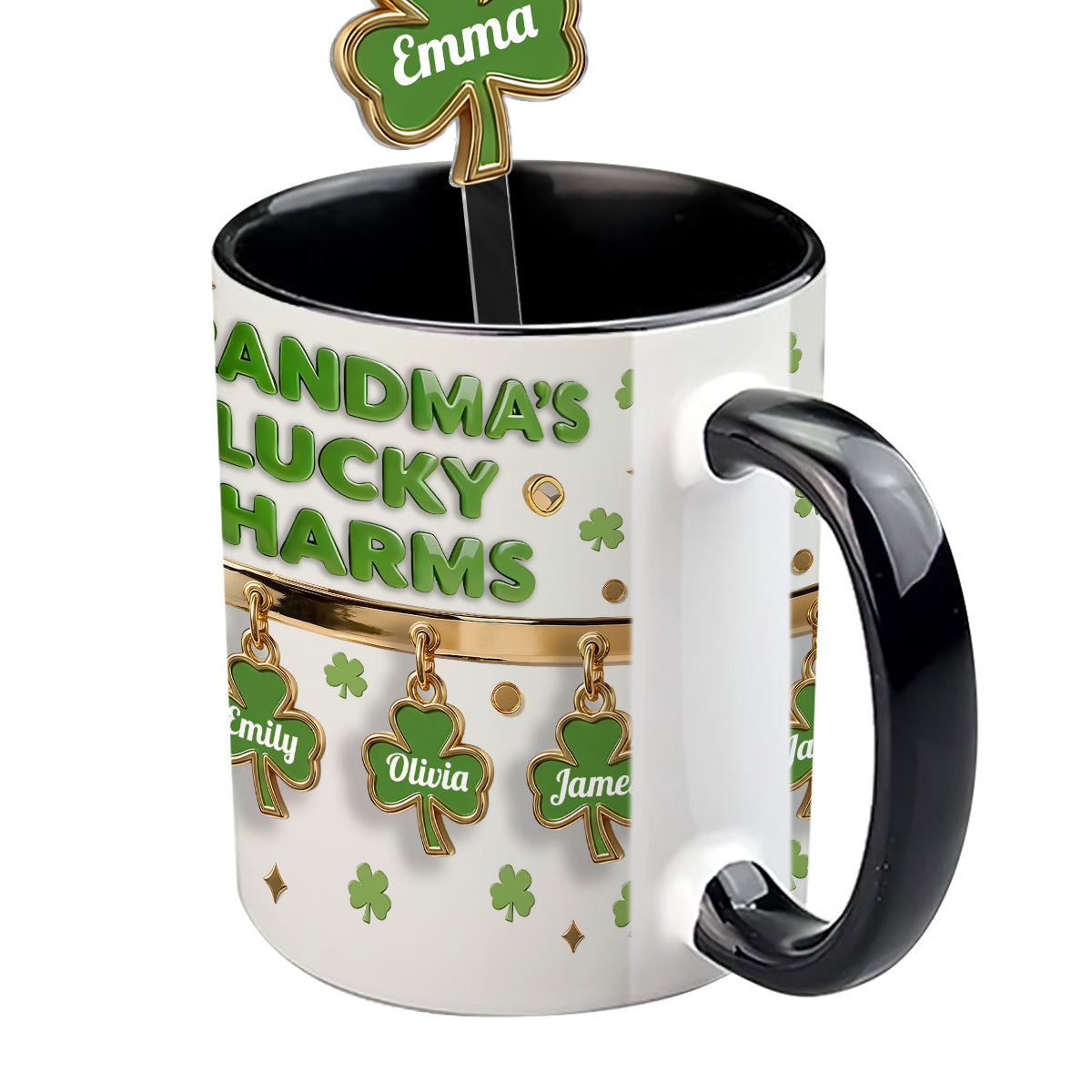 Grandma's Lucky Charms - Personalized Grandma Set Accent Mug With Acrylic Stirrers