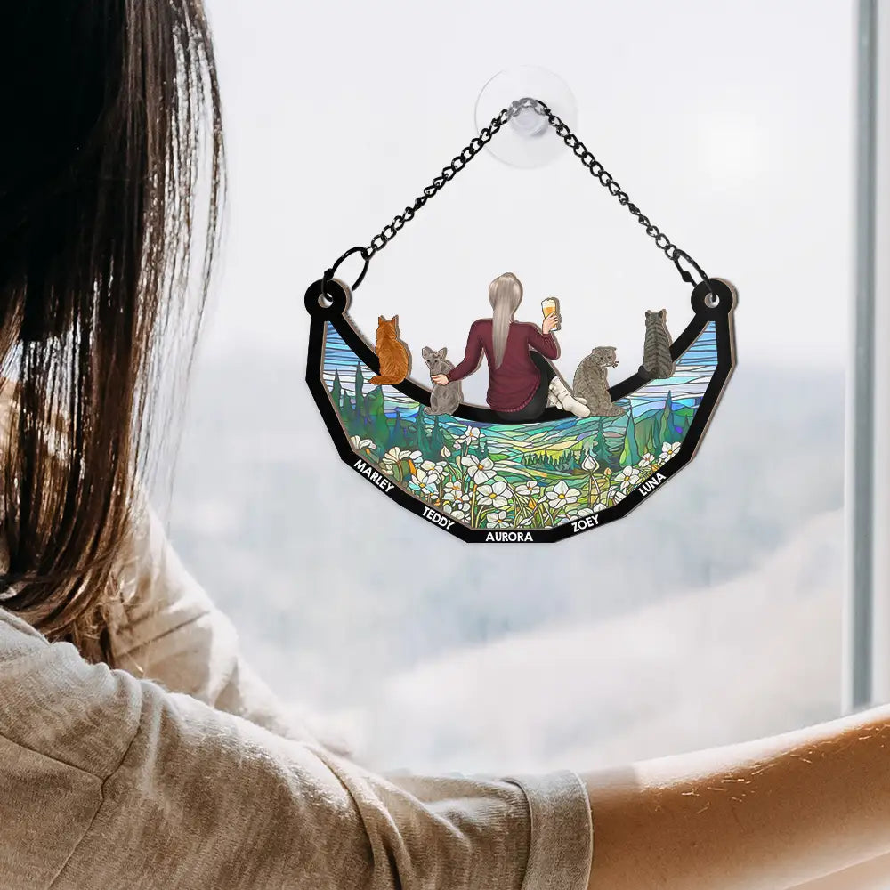 Personalized Pet and Owner Back View Ornament – Wood and Acrylic Combination for Unique Home Decor or Keepsake