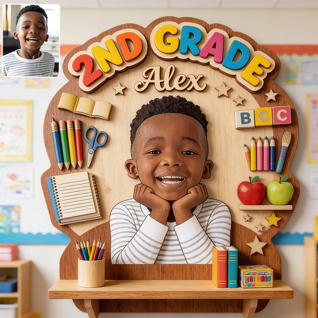 Back To School - Personalized Kid Wooden Floating Shelf