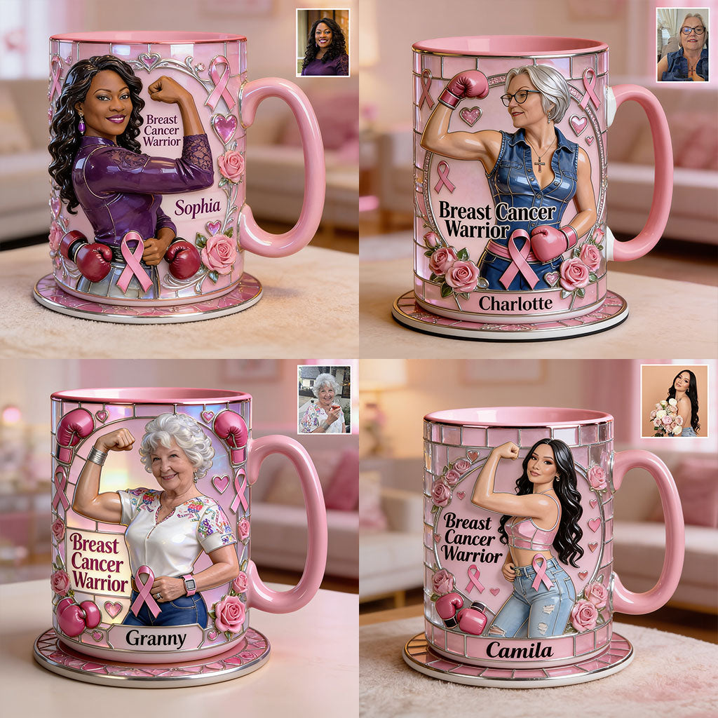 I'm A Warrior - Personalized Breast Cancer Awareness Accent Mug & Coaster