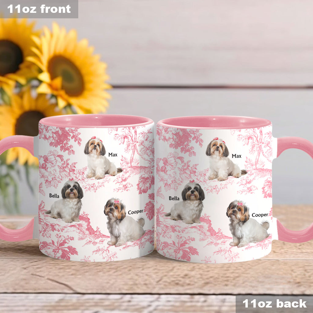 Custom Dog Photo Toile de Jouy Pattern - Personalized Dog Accent Mug