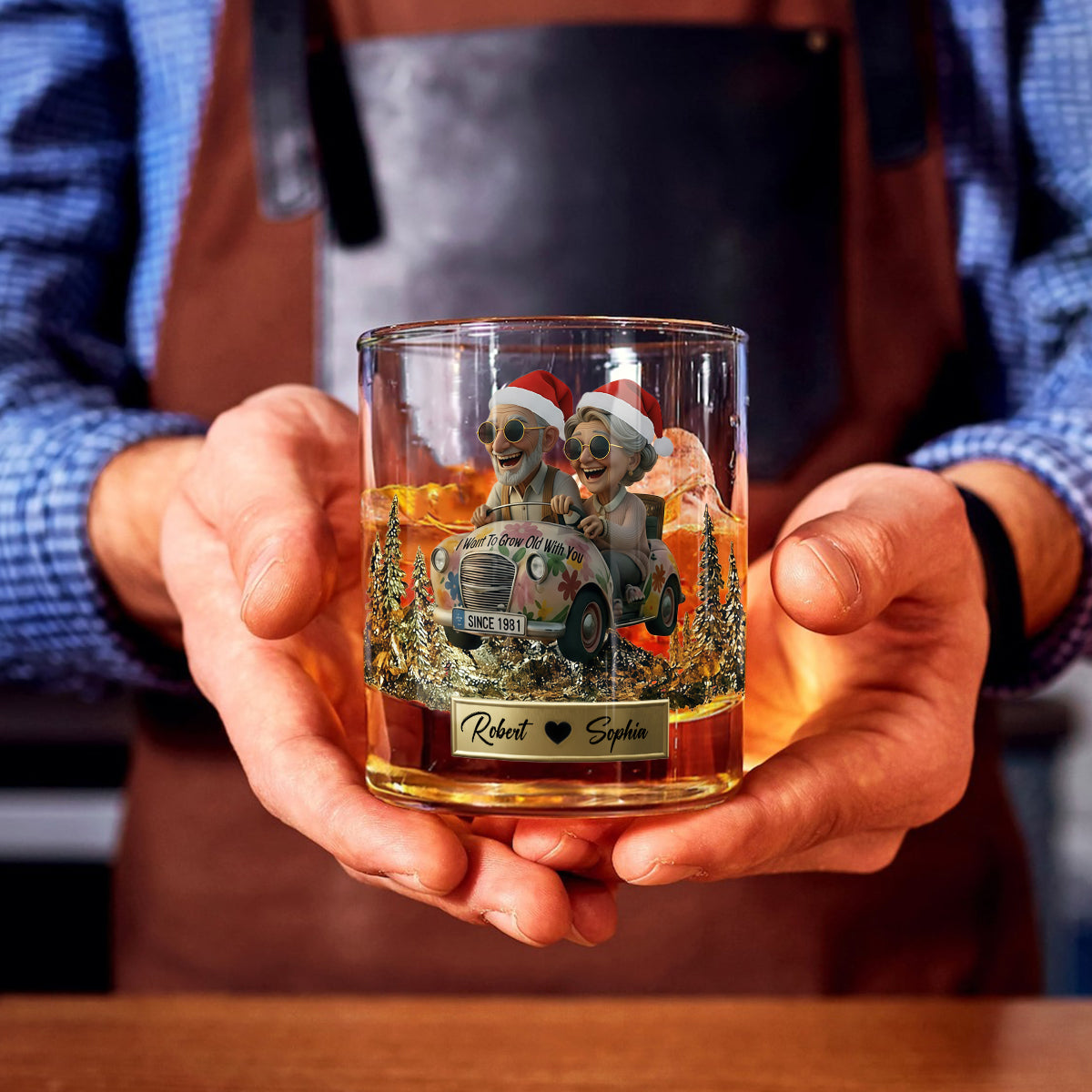 I Want To Grow Old With You - Personalized Couple Whiskey Decanter Set