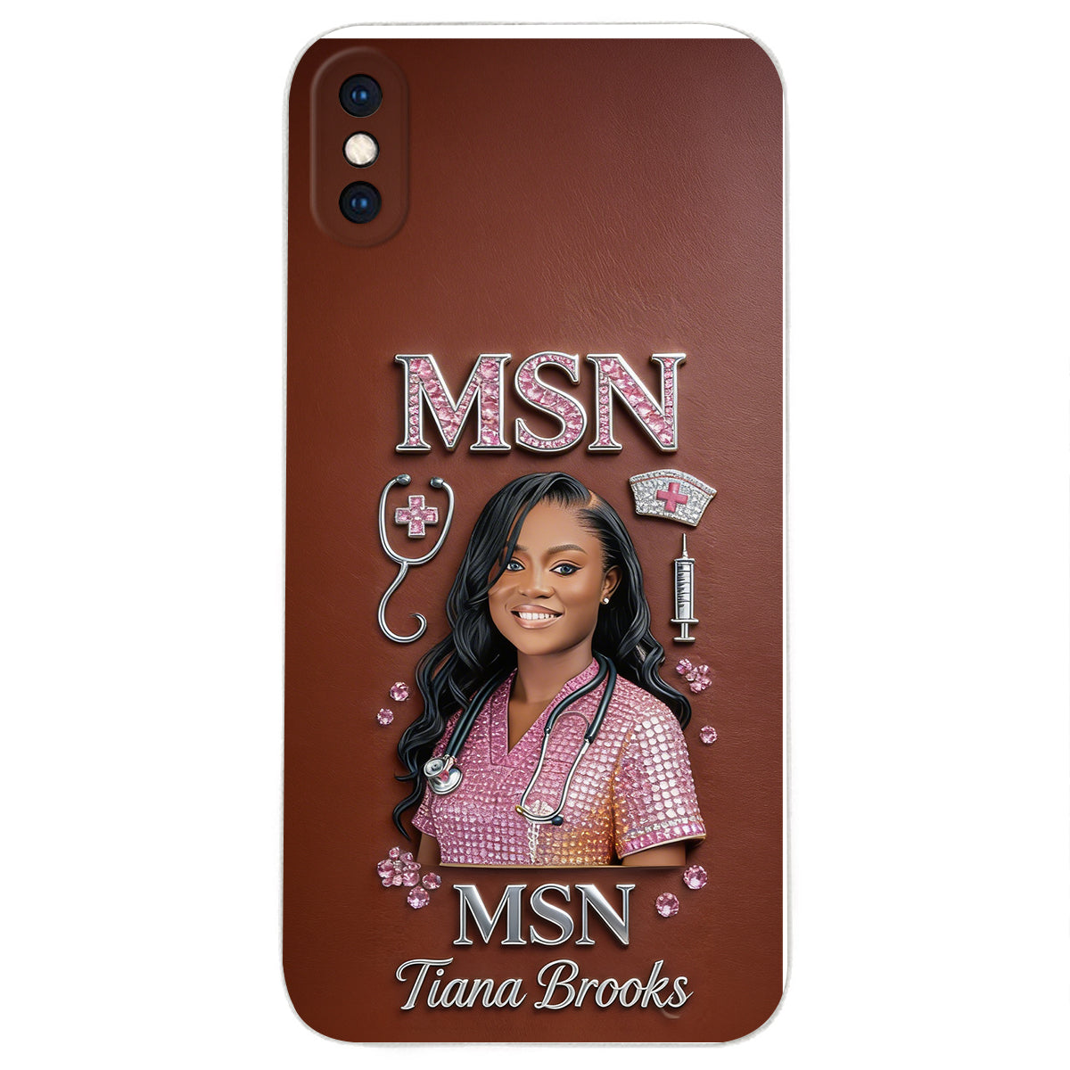 Any Title - Gifts For Nurse, Doctor - Personalized Nurse 3D Embossed Leather Phone Case