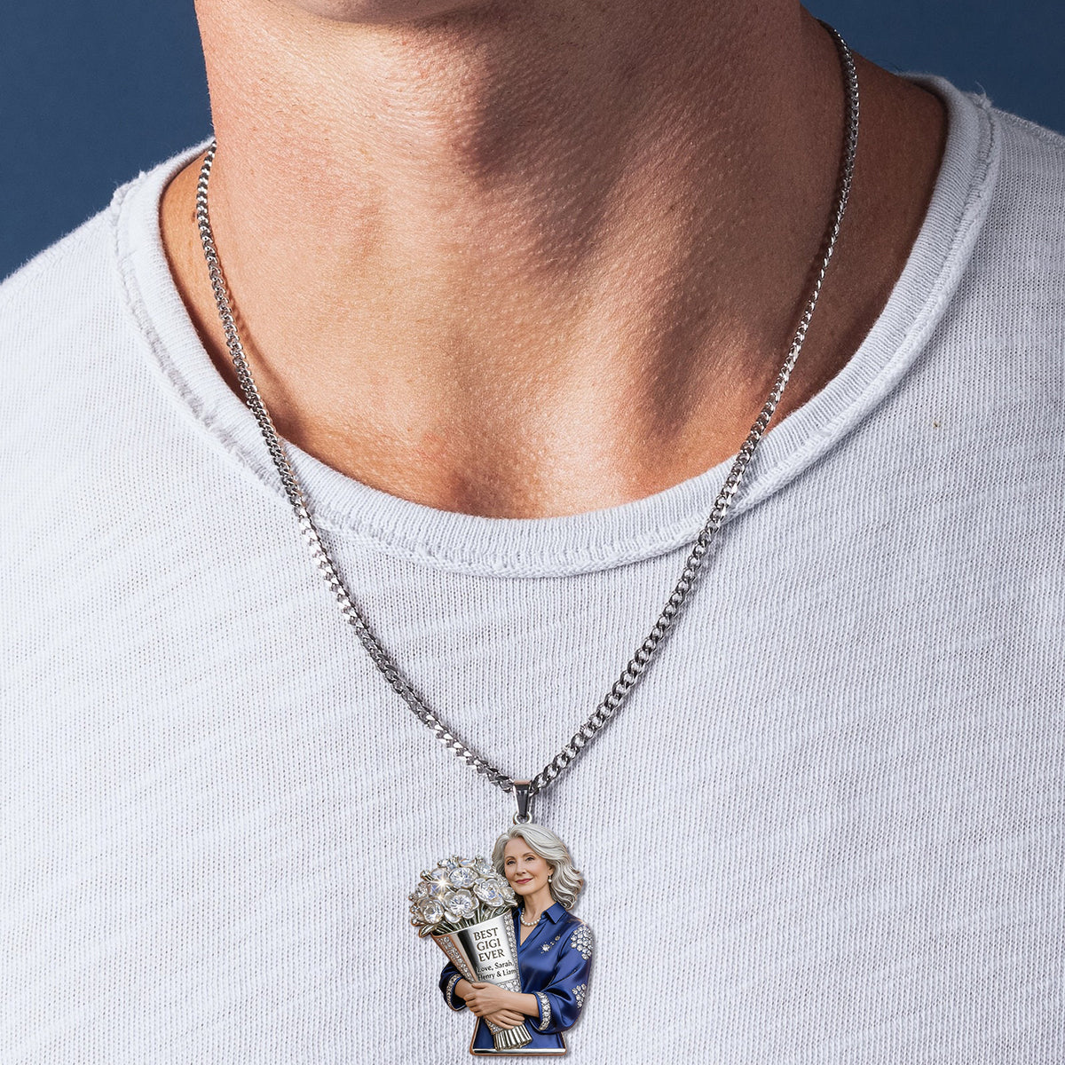 Custom Any Photo, Best Gift For Mom & Grandma - Personalized Mother Shaped Metal Pendant Necklace