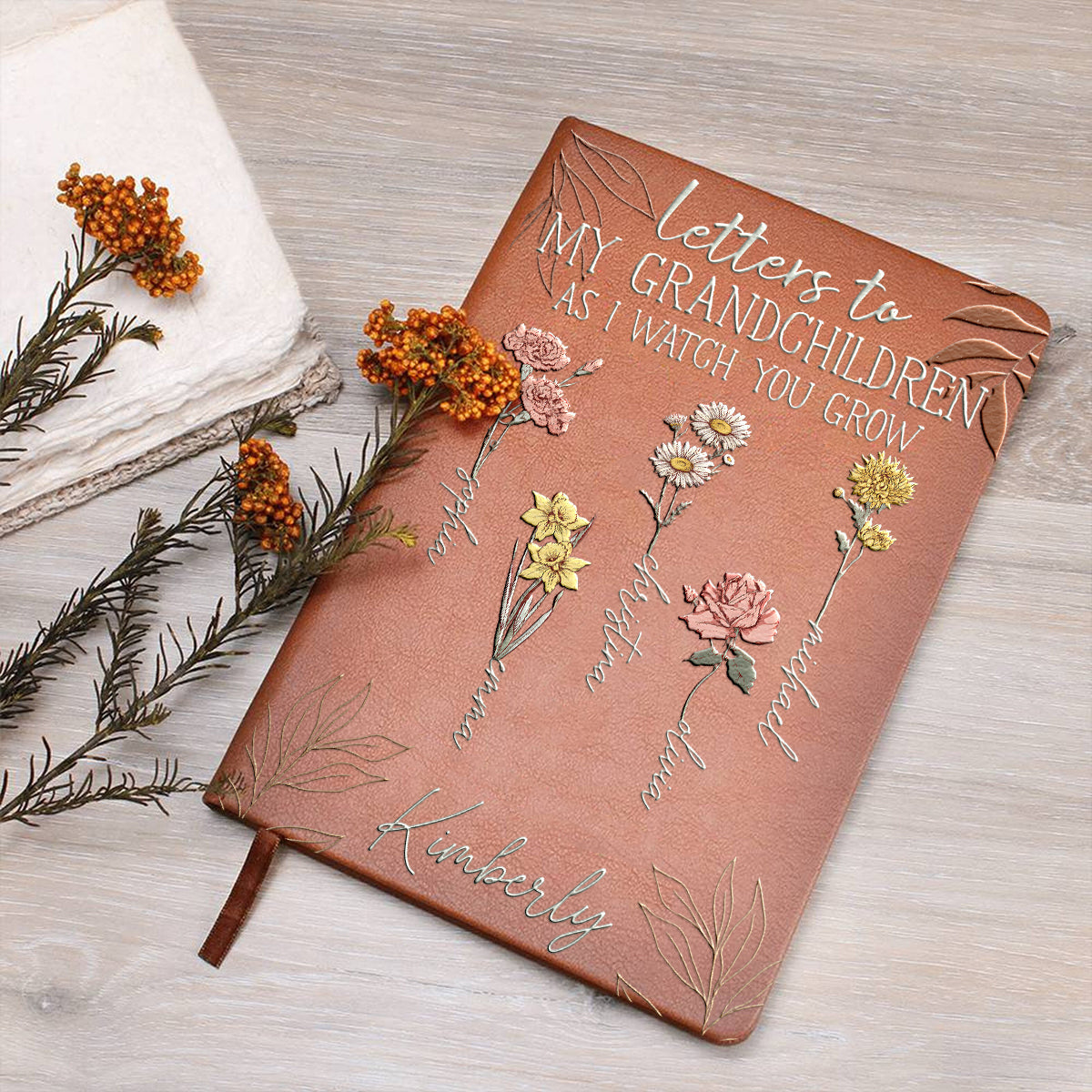First Mom Now Grandma Letters To My Grandchildren - Personalized Grandma Leather Journal