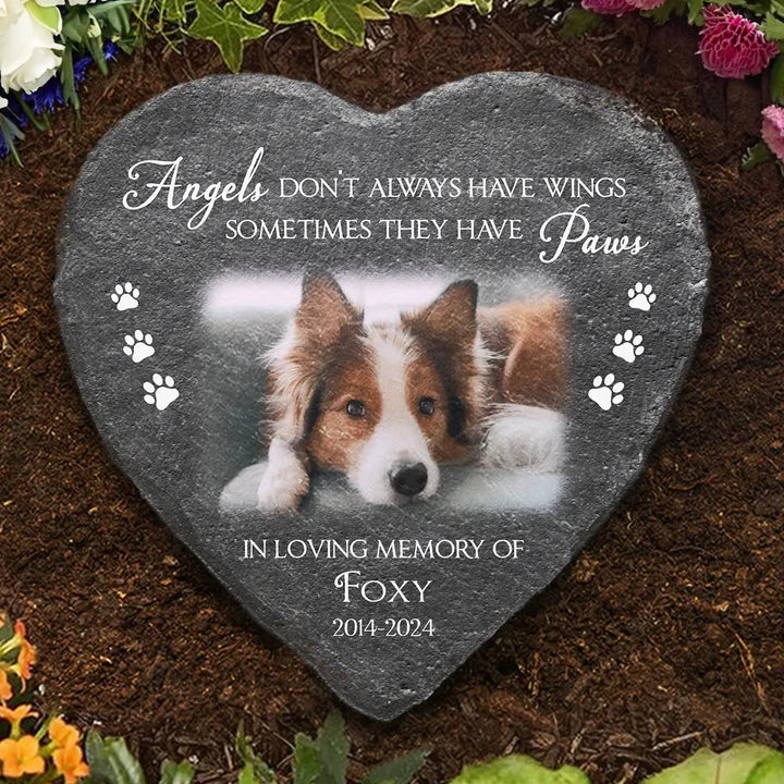 Heart Stone Pet Memorial Plaque, Cherished Dog Tribute with Warm Remembrance for Home Décor