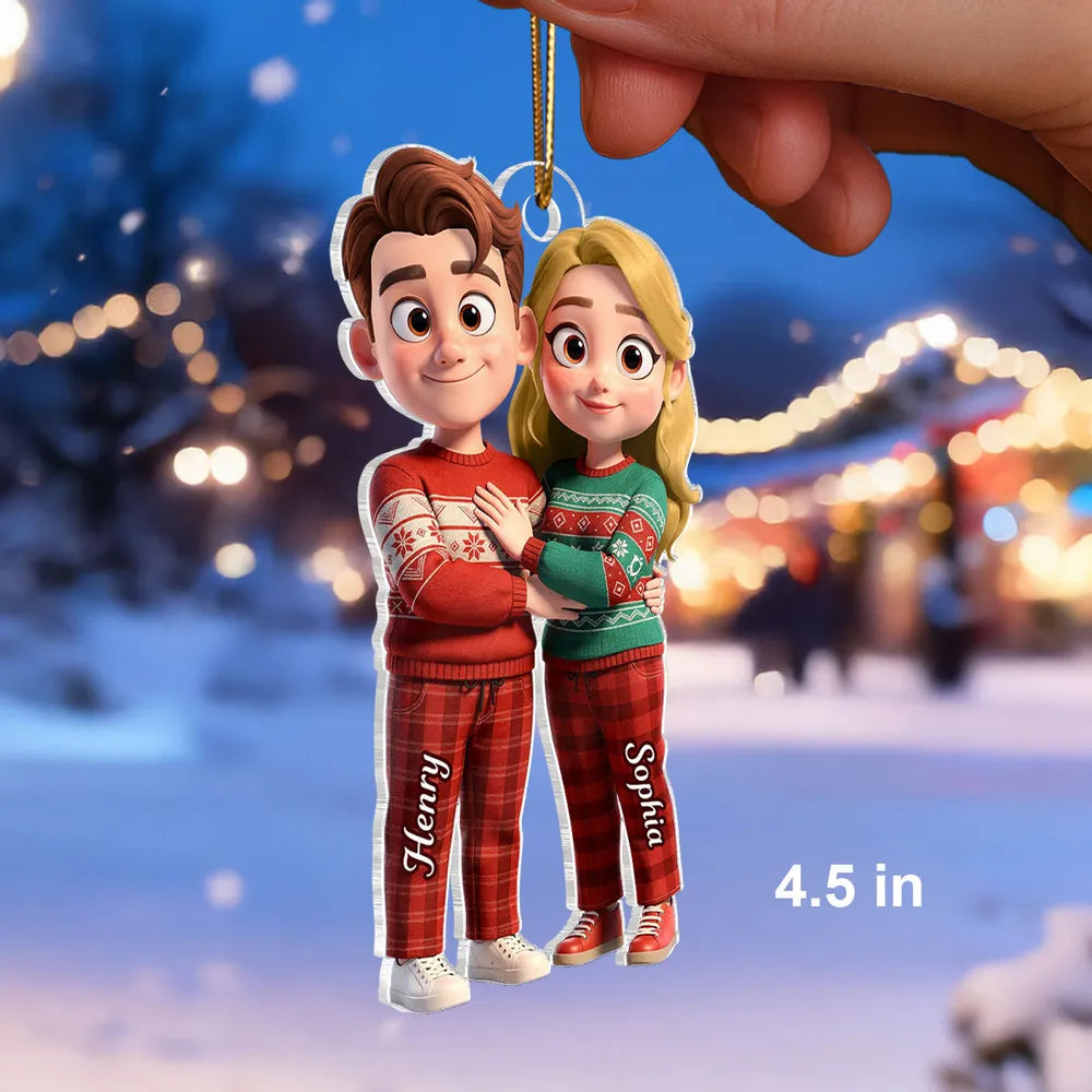 Cute Cartoon Couple Acrylic Ornament Personalized Keepsake for Couples Sweet Home Decor Gift for Wife or Husband