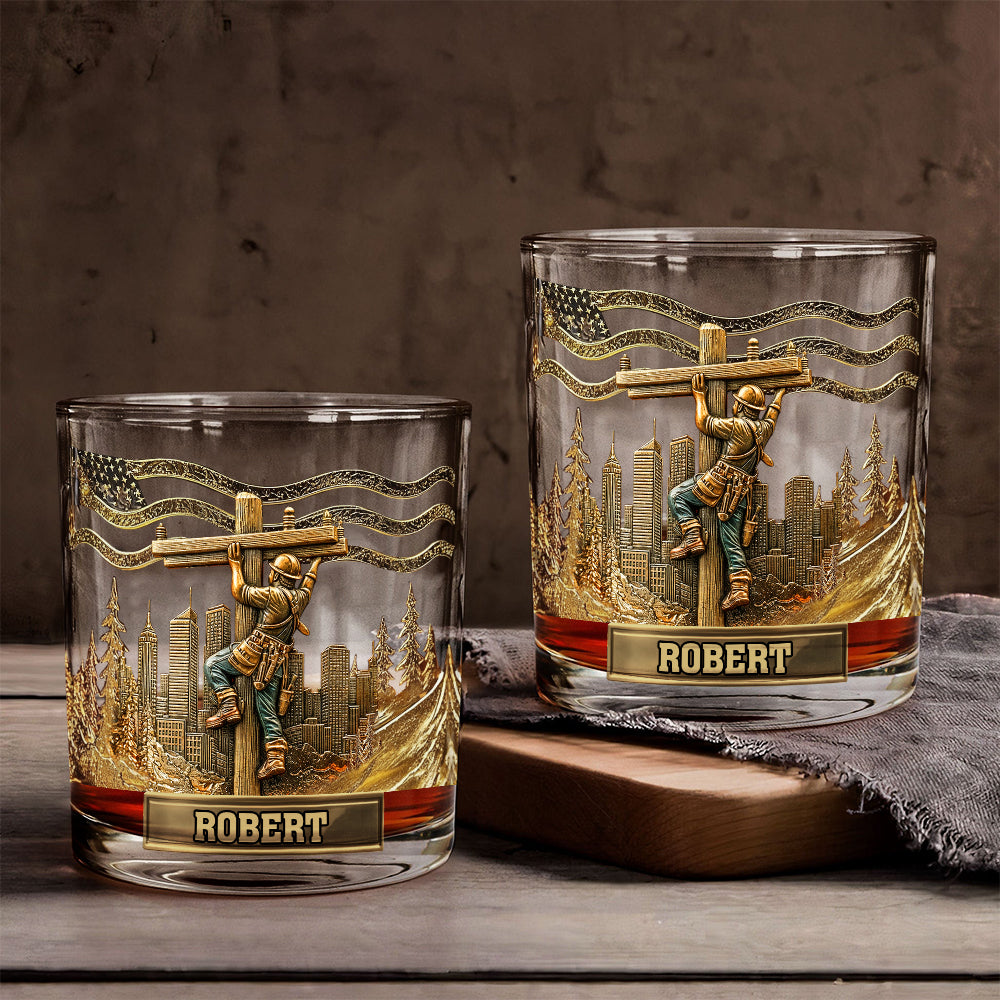 Lineman Legacy Glass - Personalized Lineman Whiskey Glass