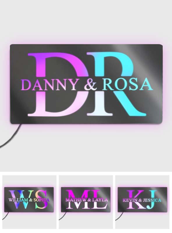Any Name - Personalized Couple Any Names Neon Mirror Light