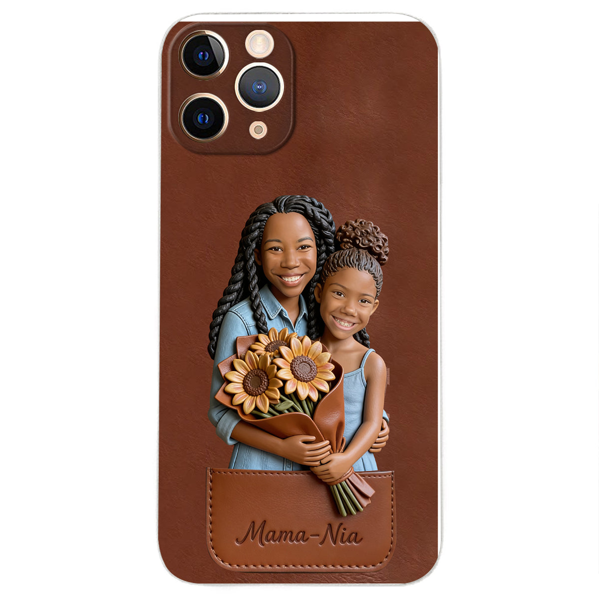 I Love You - Personalized Mother 3D Embossed Leather Phone Case