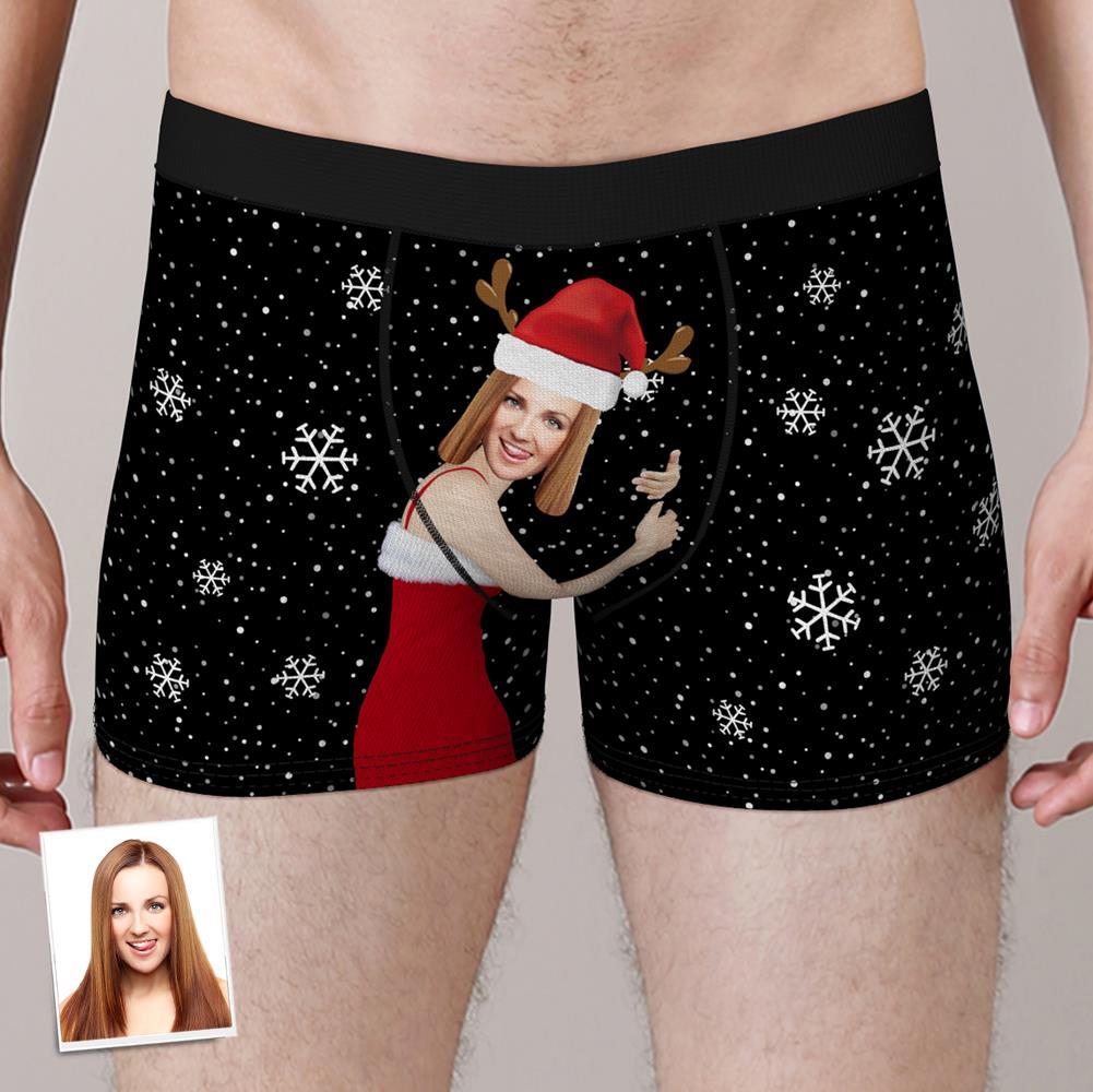 Custom Wife Or Girlfriend Face Boxers Christmas Gift For Men AR View - Personalized Couple Men's boxer briefs
