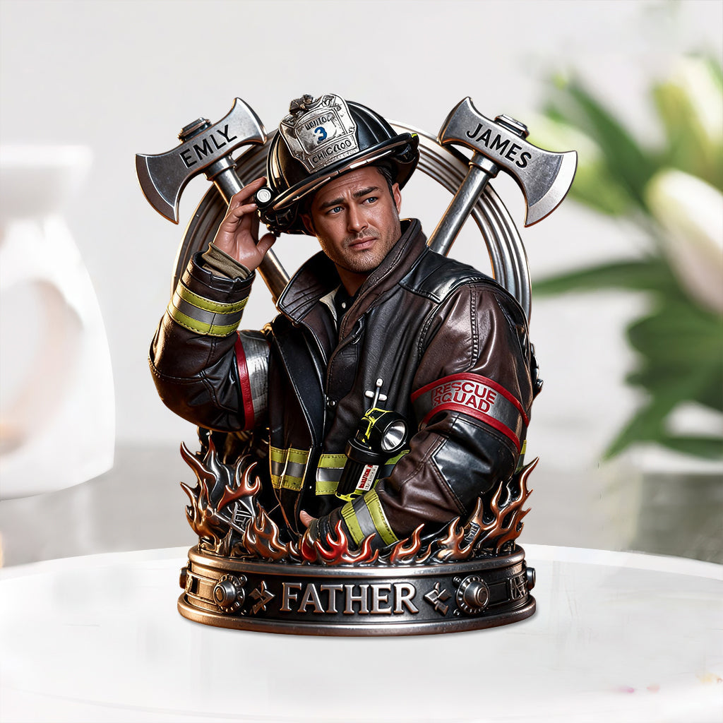 Custom Any Photo Firefighter Crew Gift For Dad - Personalized Firefighter Custom Shaped Acrylic Plaque