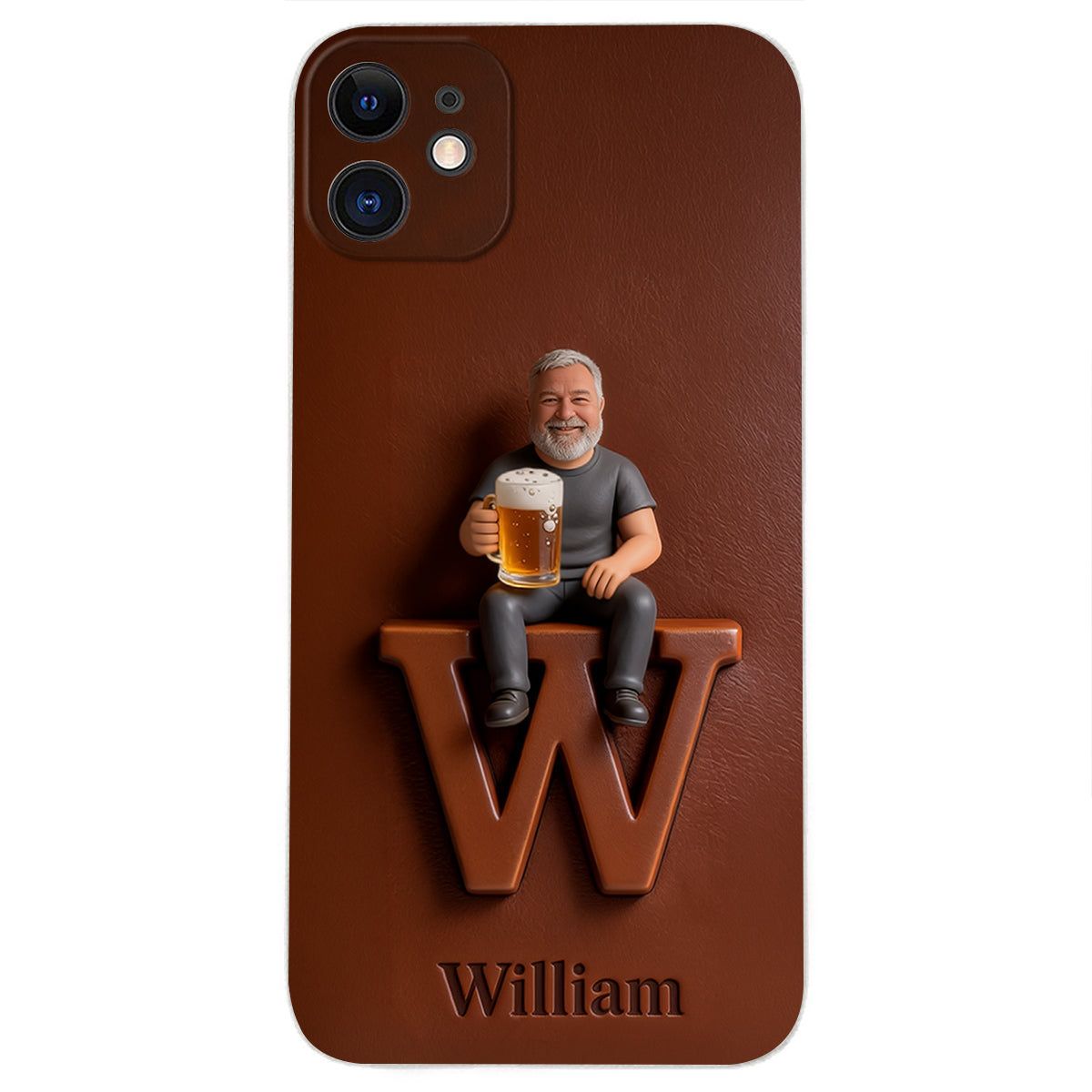 Custom Any Photo - Personalized Beer 3D Embossed Leather Phone Case
