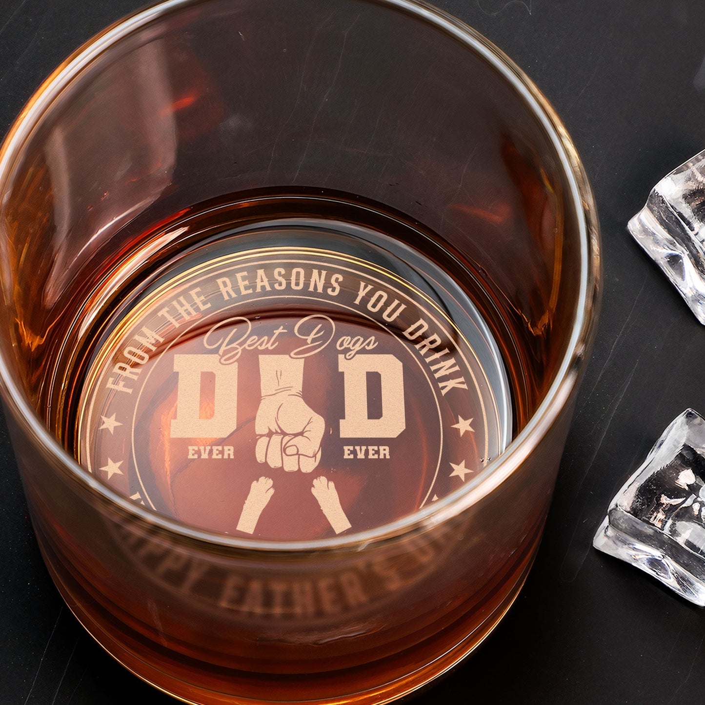 "From the Reasons You Drink" Whiskey Glass – Personalized Pet-Themed Father’s Day Gift for Dog Dads