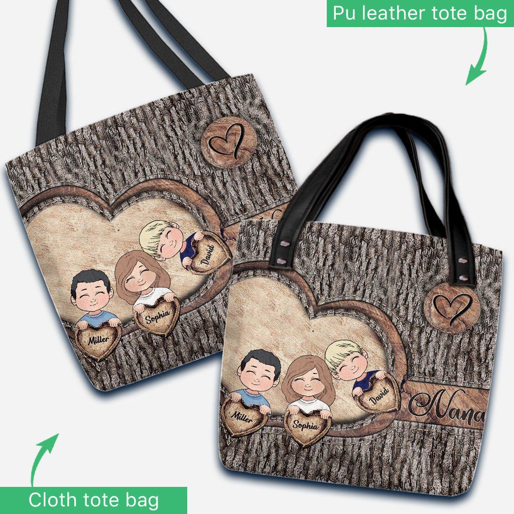 Whenever You Touch This Heart - Personalized Grandma Tote Bag