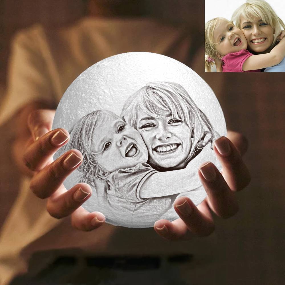 Any Photo - gift for cat lover, dog lover - Personalized Photo Moon Lamp