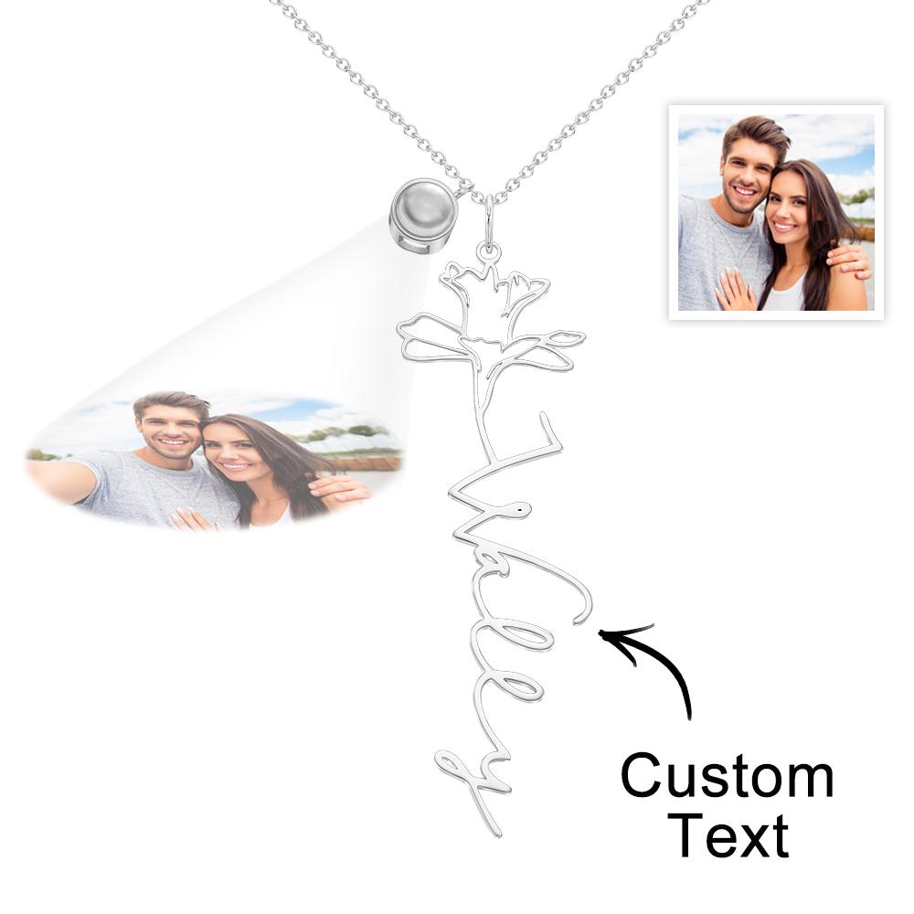 Birth Flower Photo Projection Charm - gift for anyone, who lost a loved one - Personalized Birth Flower Photo Projection Charm