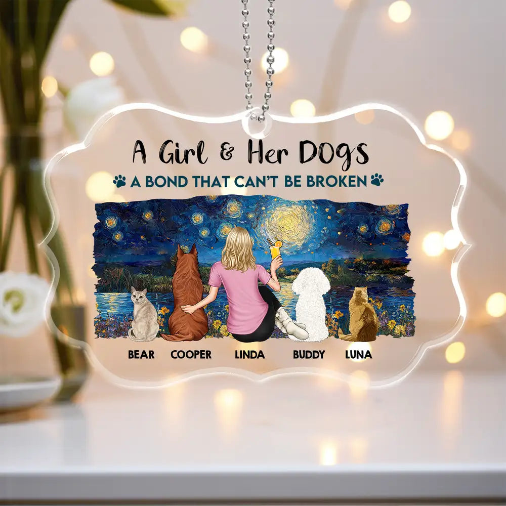 Personalized Pet and Owner Back View Ornament – Wood and Acrylic Combination for Unique Home Decor or Keepsake