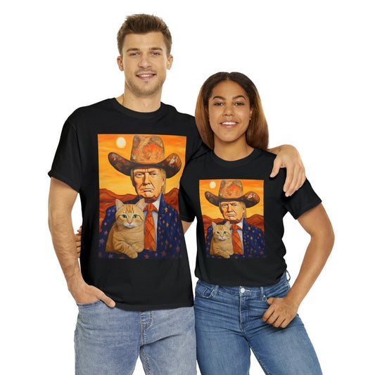 Cowboy Trump With A Cat T-Shirt, Funny Trump Shirt, Donald Trump Shirts, Funny Cat Shirts, Sarcastic Gift For Trump And Cat Lovers T-shirt & Hoodie