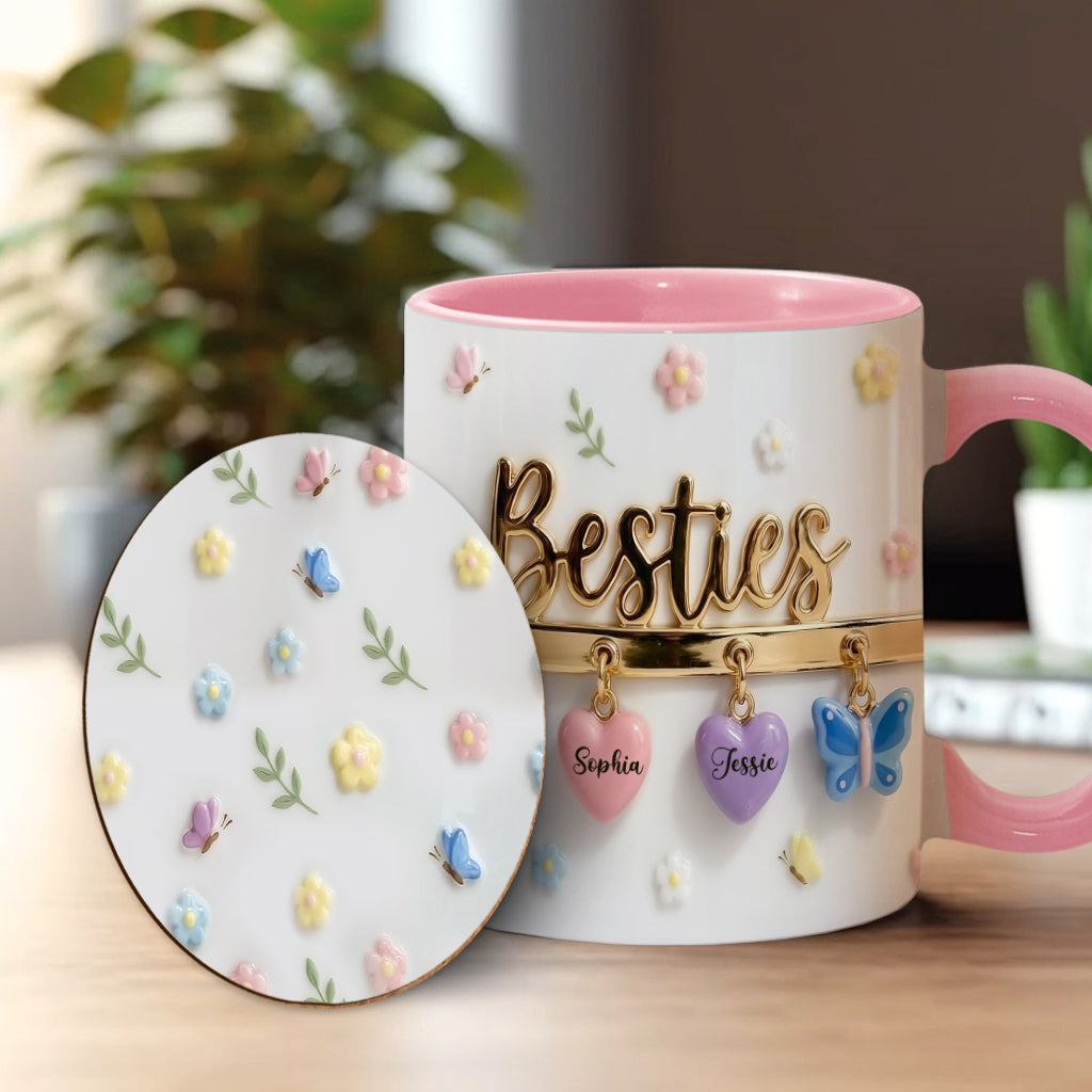 I Wish We Lived Closer Perfect Gift For Besties - Personalized Bestie Accent Mug & Coaster