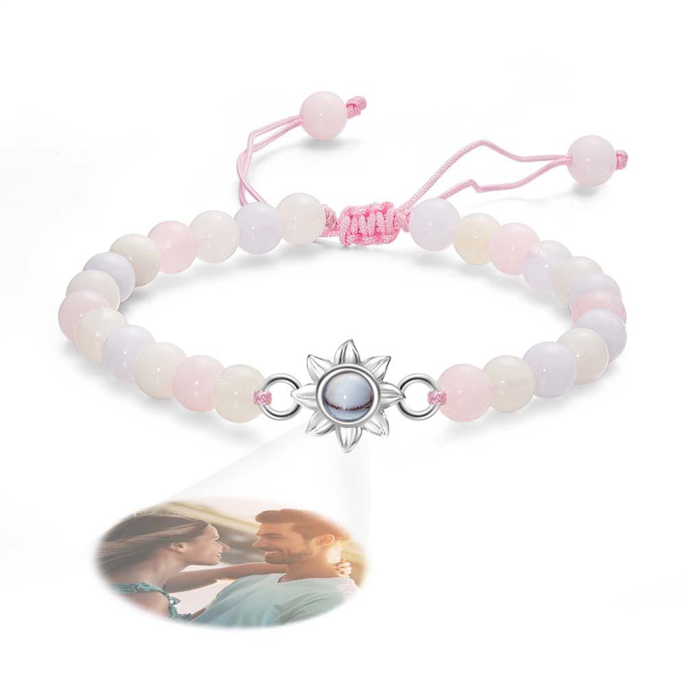 Flower For You - Personalized Photo Projection Beads Bracelet With Sunflower