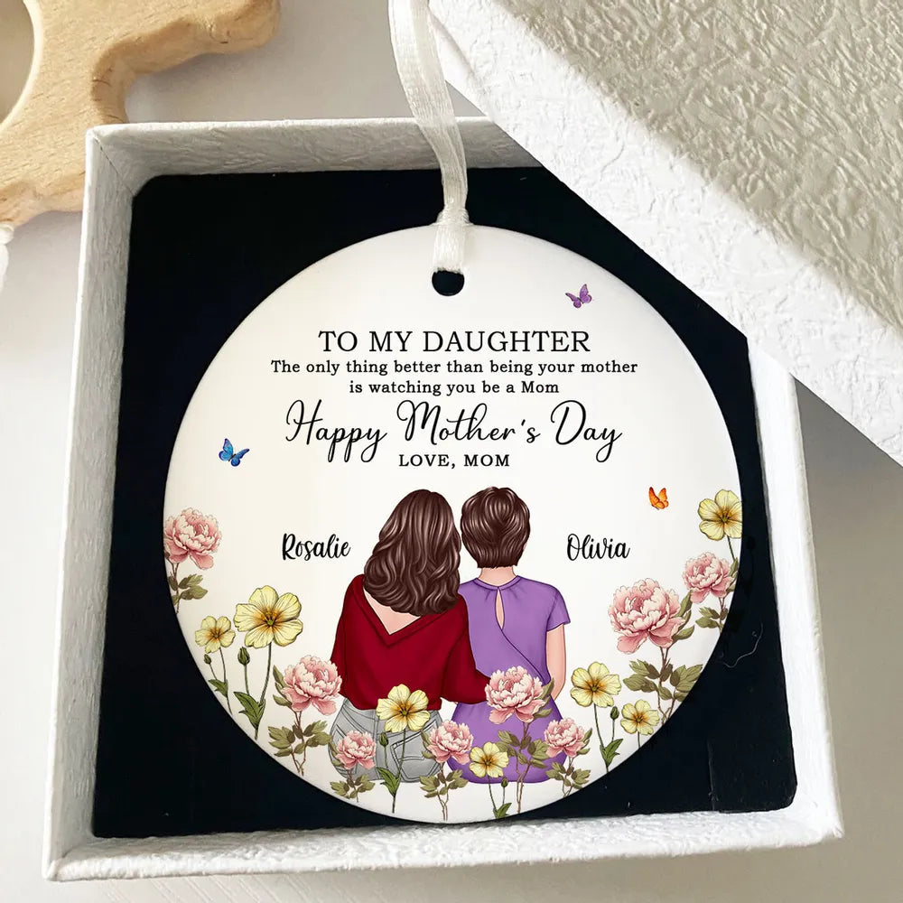To My Daughter – Personalized Birth Month Flower Ceramic Ornament and More – A Special Gift for Daughter