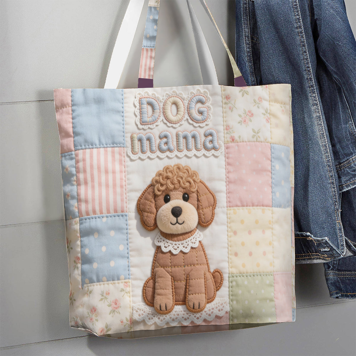 Dog Mama Gift Idea, Dog Lover Gift - Personalized Dog Quilted Tote Bag