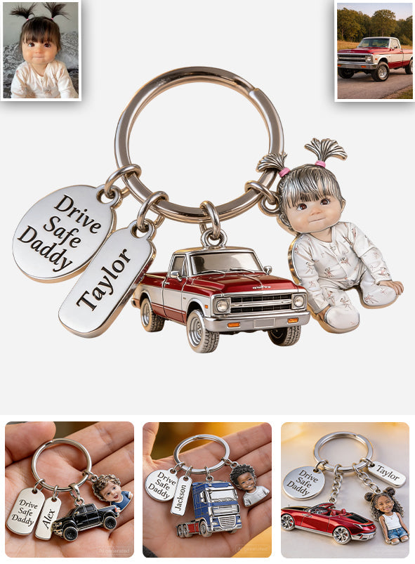Drive Safe Daddy - Personalized Father Premium Keychain With Charms