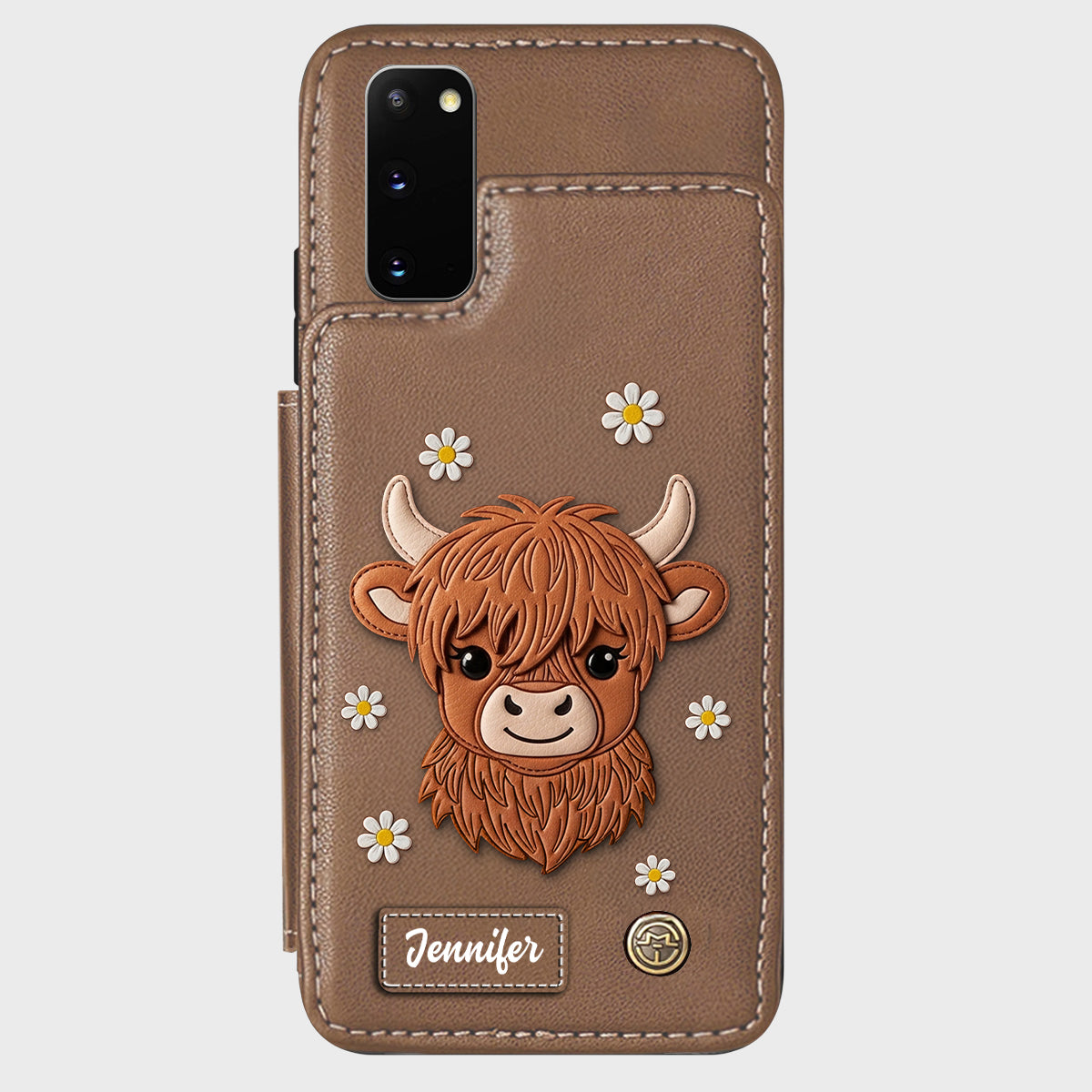 Adorable Highland Cow - Personalized Highland Cow Wallet Phone Case