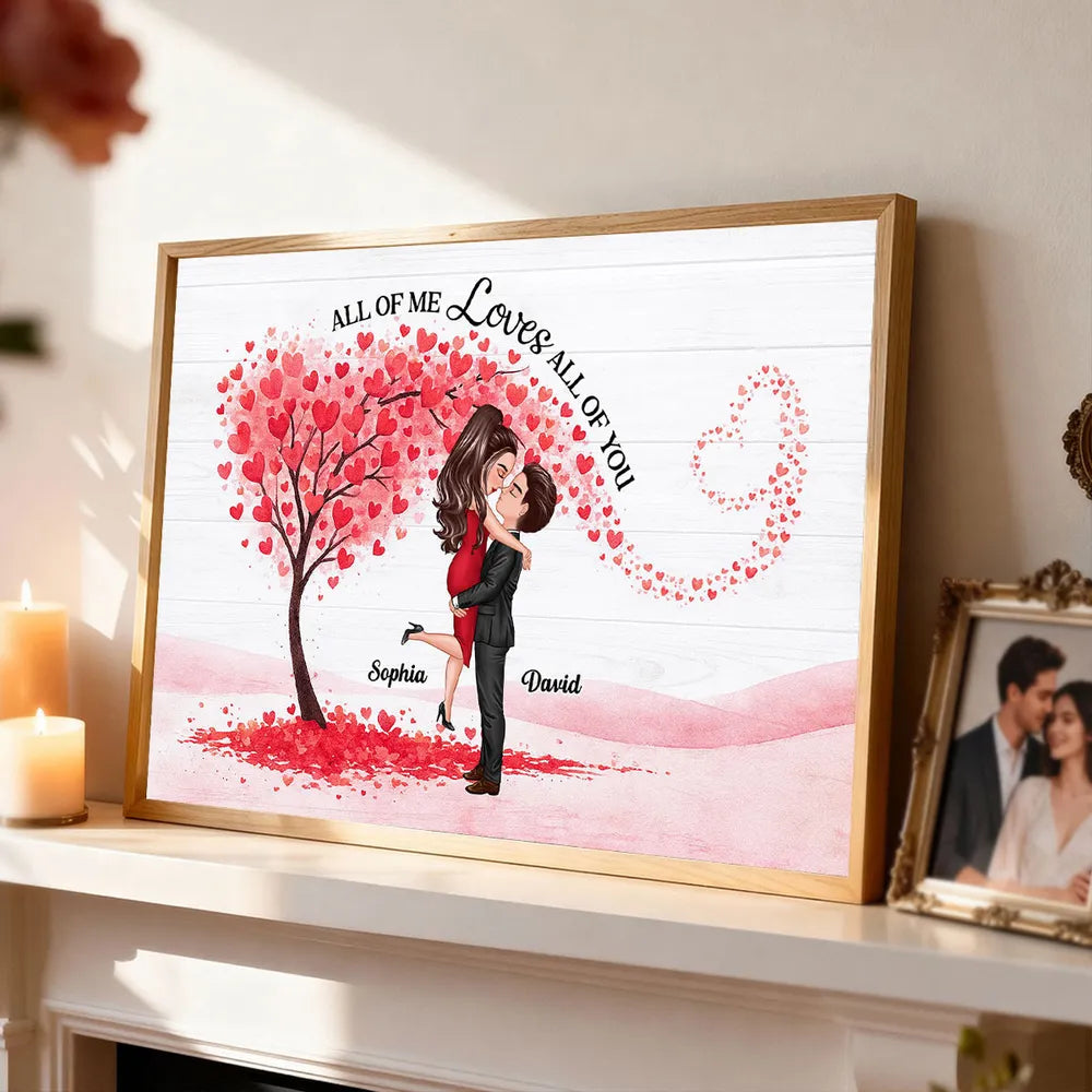Personalized Couple Hugging Poster with Heart Tree Quote Wall Art Unique Romantic Gift for Wife Husband