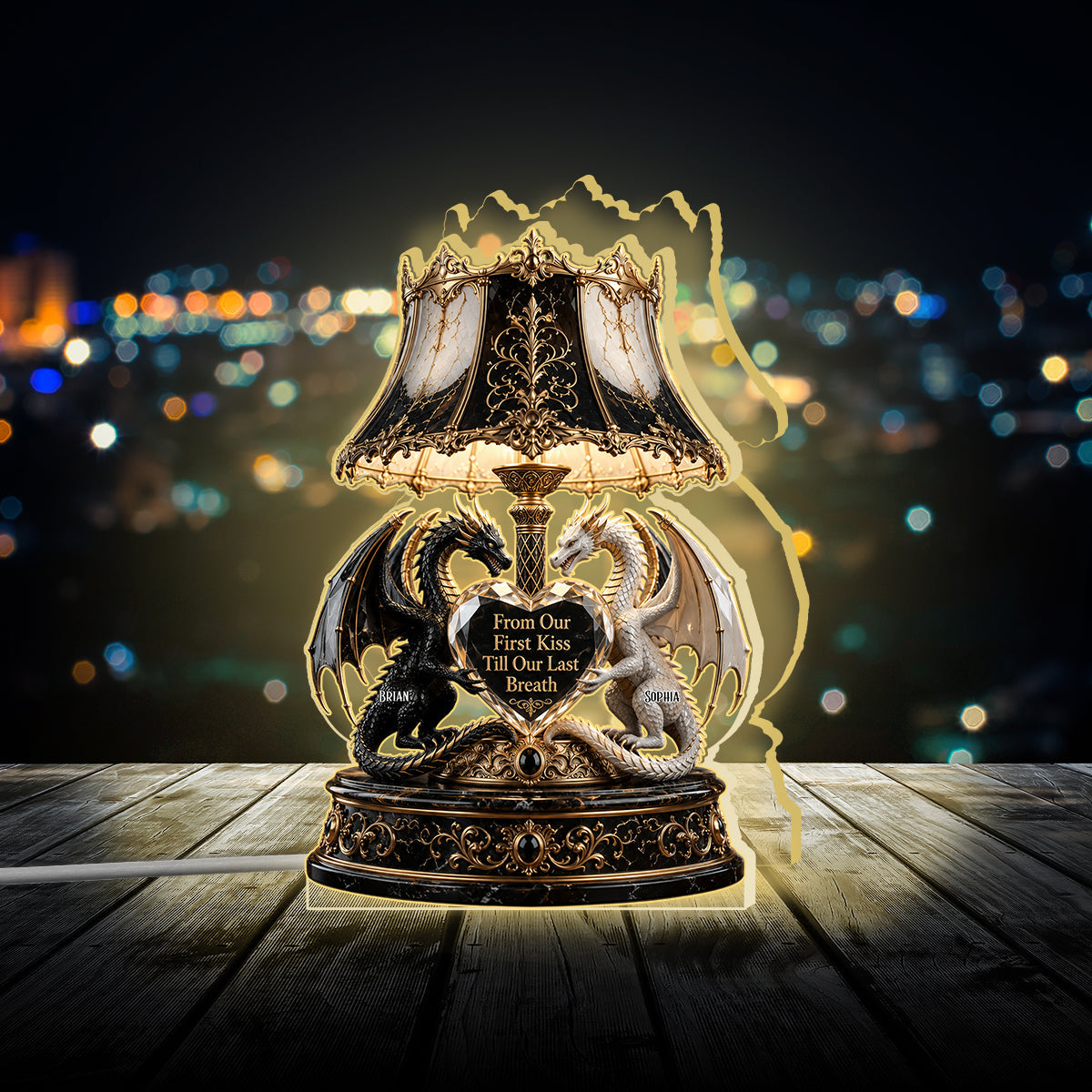 From Our First Kiss Till Our Last Breath - Personalized Dragon Acrylic LED Night Light