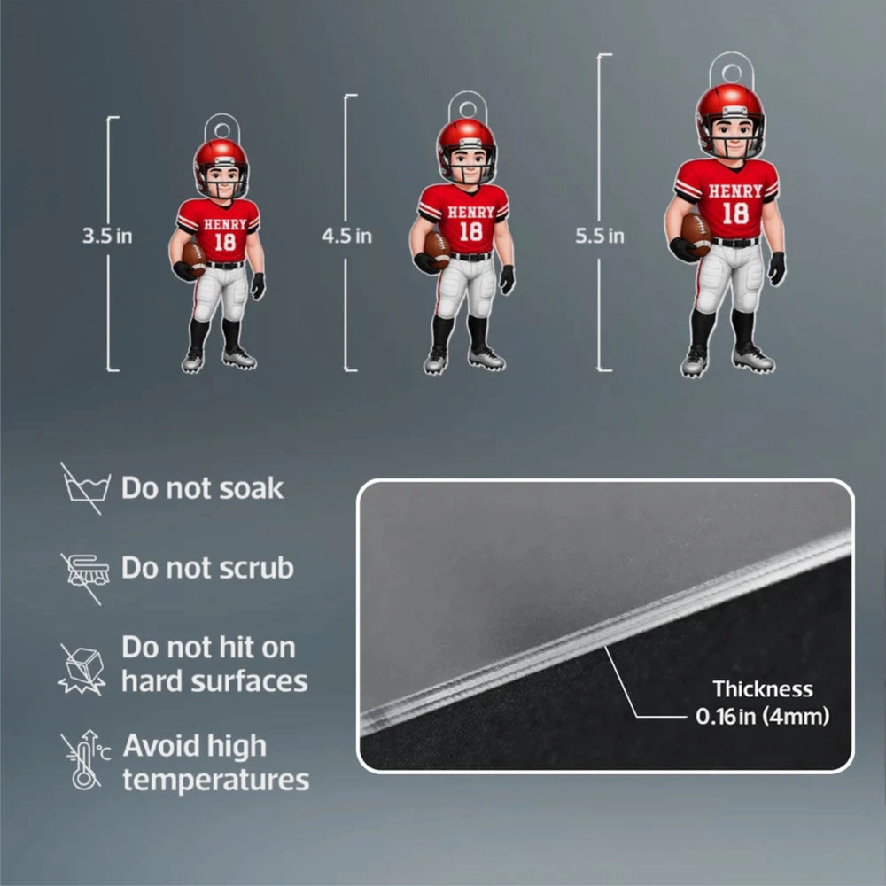 Personalized Football Player Acrylic Ornament, High-Quality Print, Gift-Ready Keepsake for Athletes