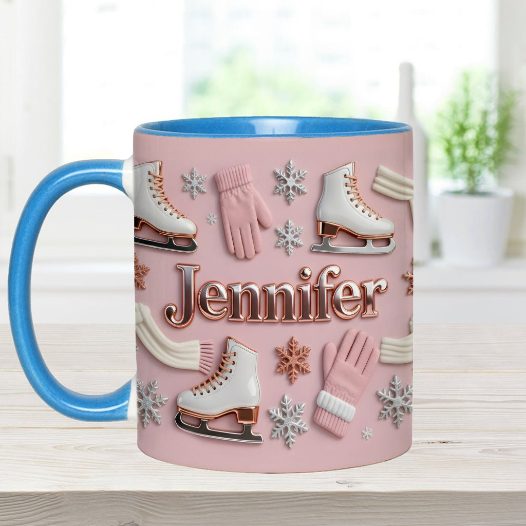 Ice Skating Makes Me Happy - Personalized Ice Skating Accent Mug & Coaster