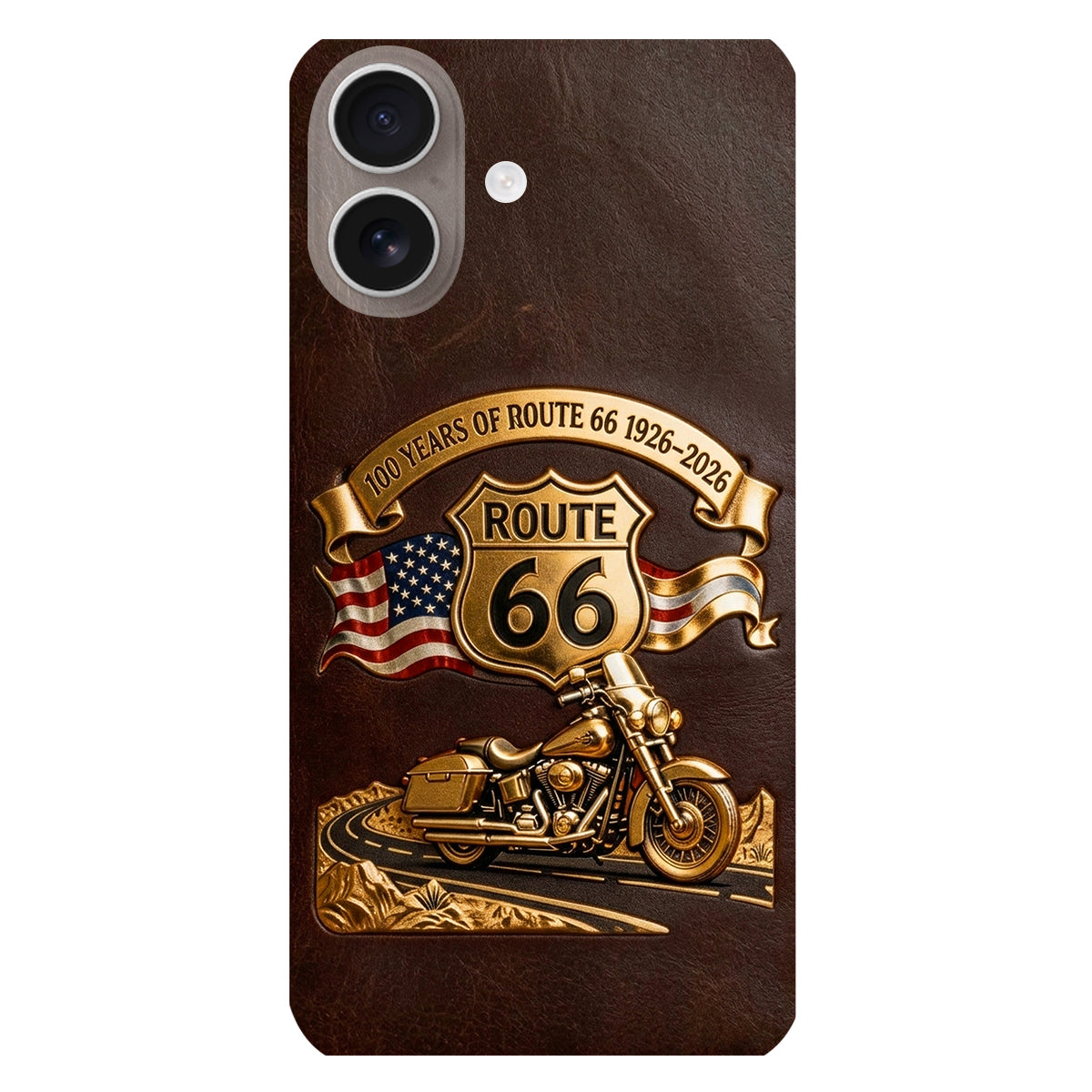 100 Years Of Route Personalized Gifts For Bikers - Personalized Biker 3D Embossed Leather Phone Case