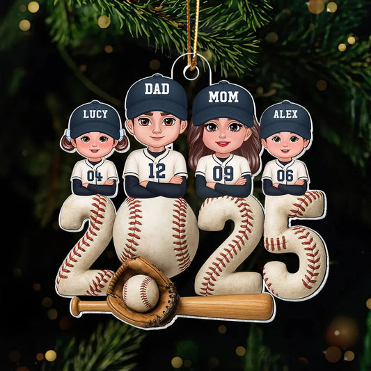 Personalized Baseball Family Acrylic Ornament for Christmas Tree, Heartwarming Decor, Unique Gift for Parents and Kids