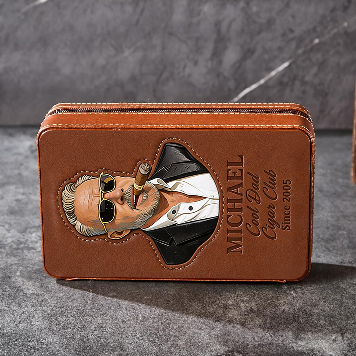 Dad Loves Cigars - Personalized Father Travel Cigar Humidor Case