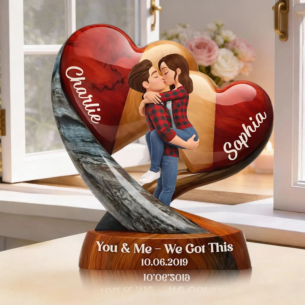 You & Me We Got This Personalized Shaped Acrylic Block Plaque Romantic Couple Keepsake Valentine's Day Gift