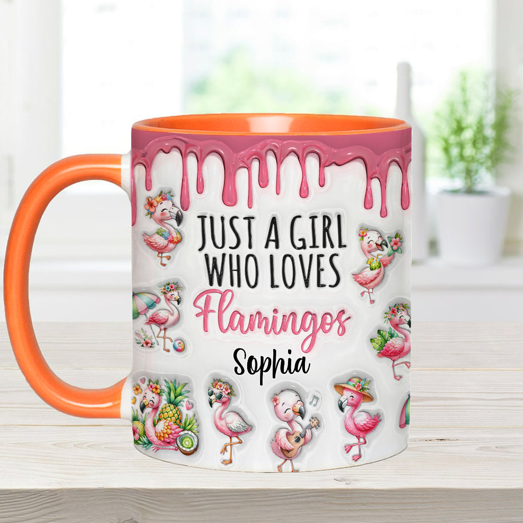 Just A Girl Who Loves Flamingos - Personalized Flamingo Accent Mug