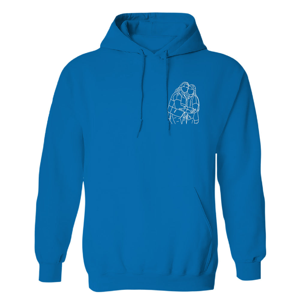 Custom Line Art - Personalized Sibling Embroidered Hoodie