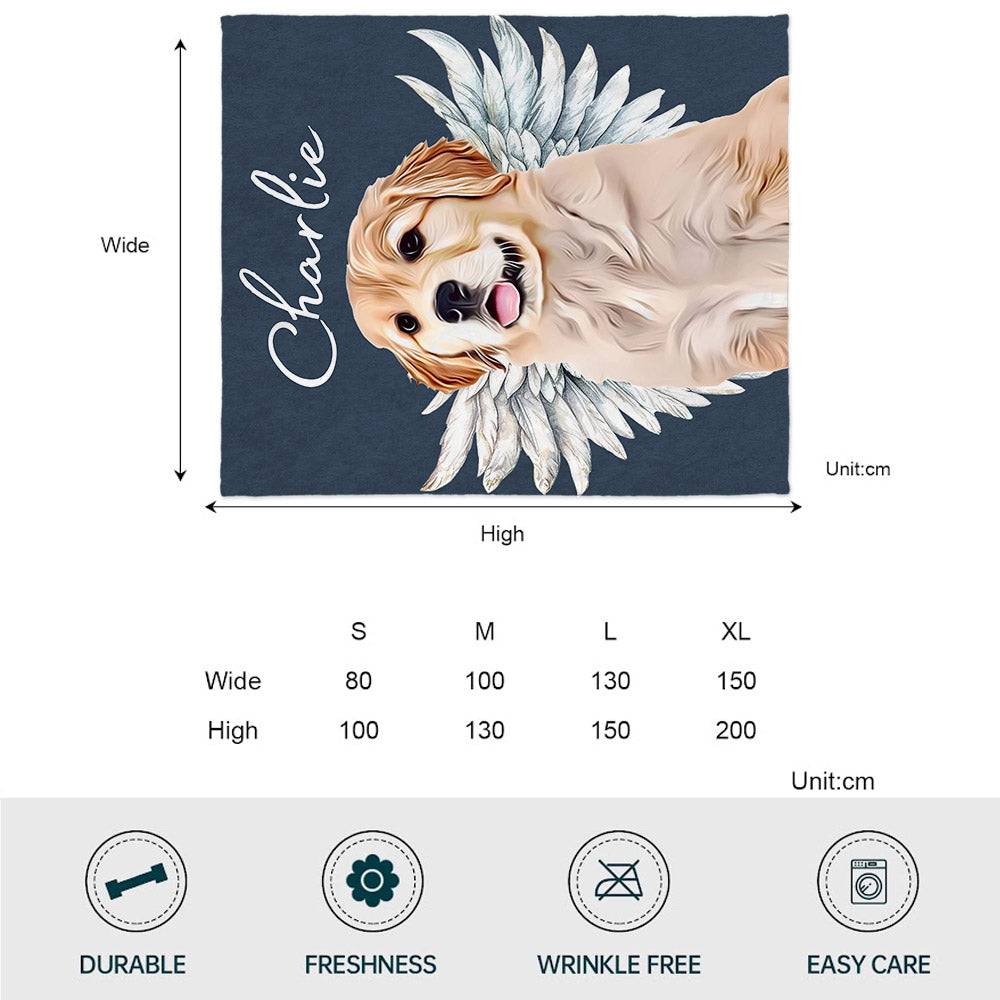 Dog Cat Angel Wings - Gift for dog lovers, cat lover, who lost dog, who lost cat - Personalized Blanket
