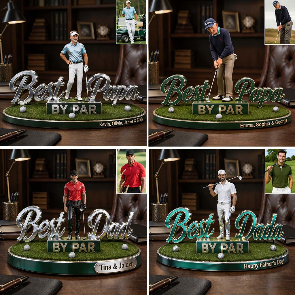 Custom Any Photo Best Dad/Grandpa/Uncle... By Par - Personalized Golf Custom Shaped Acrylic Plaque