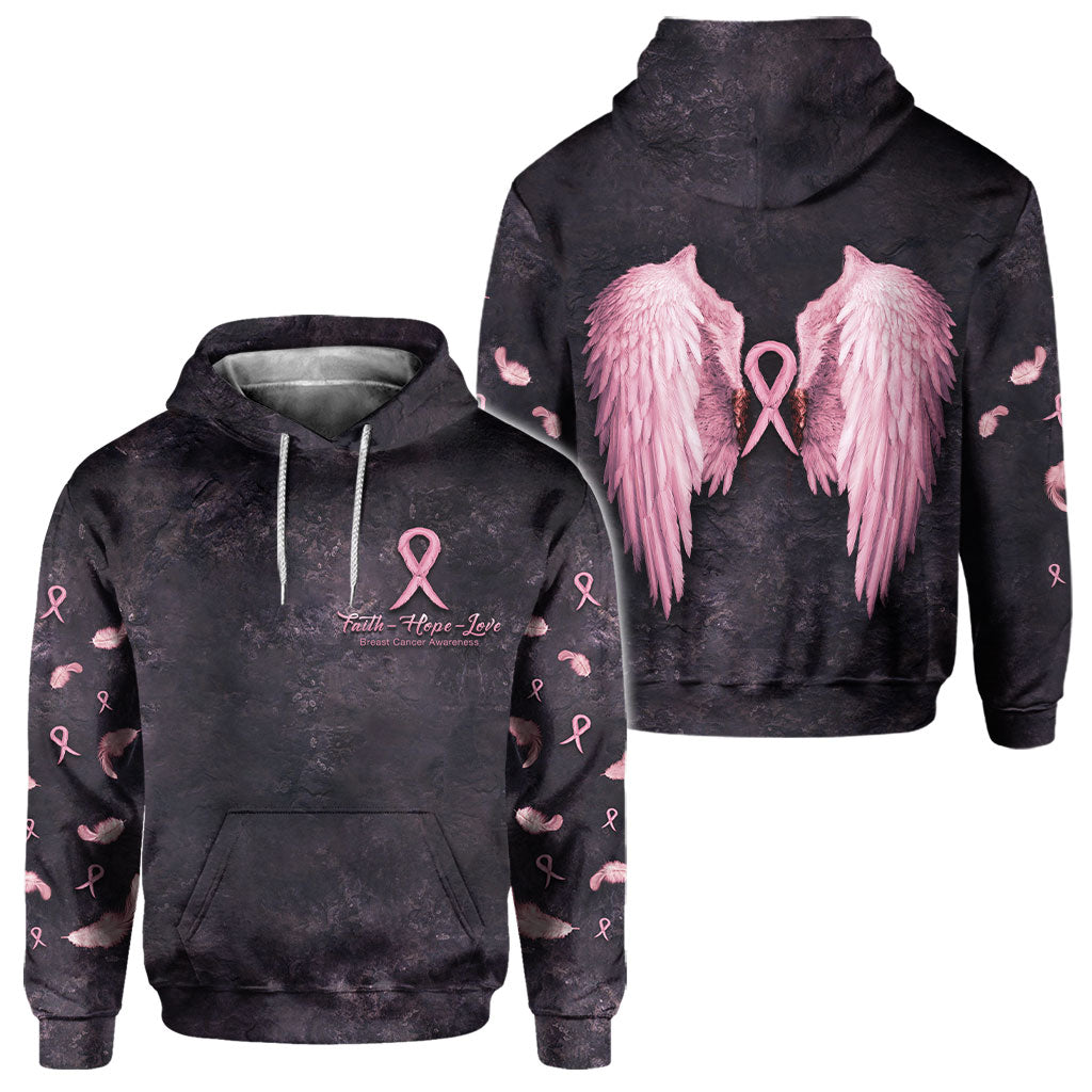 Faith Hope Love Breast Cancer Awareness All Over T-shirt and Hoodie