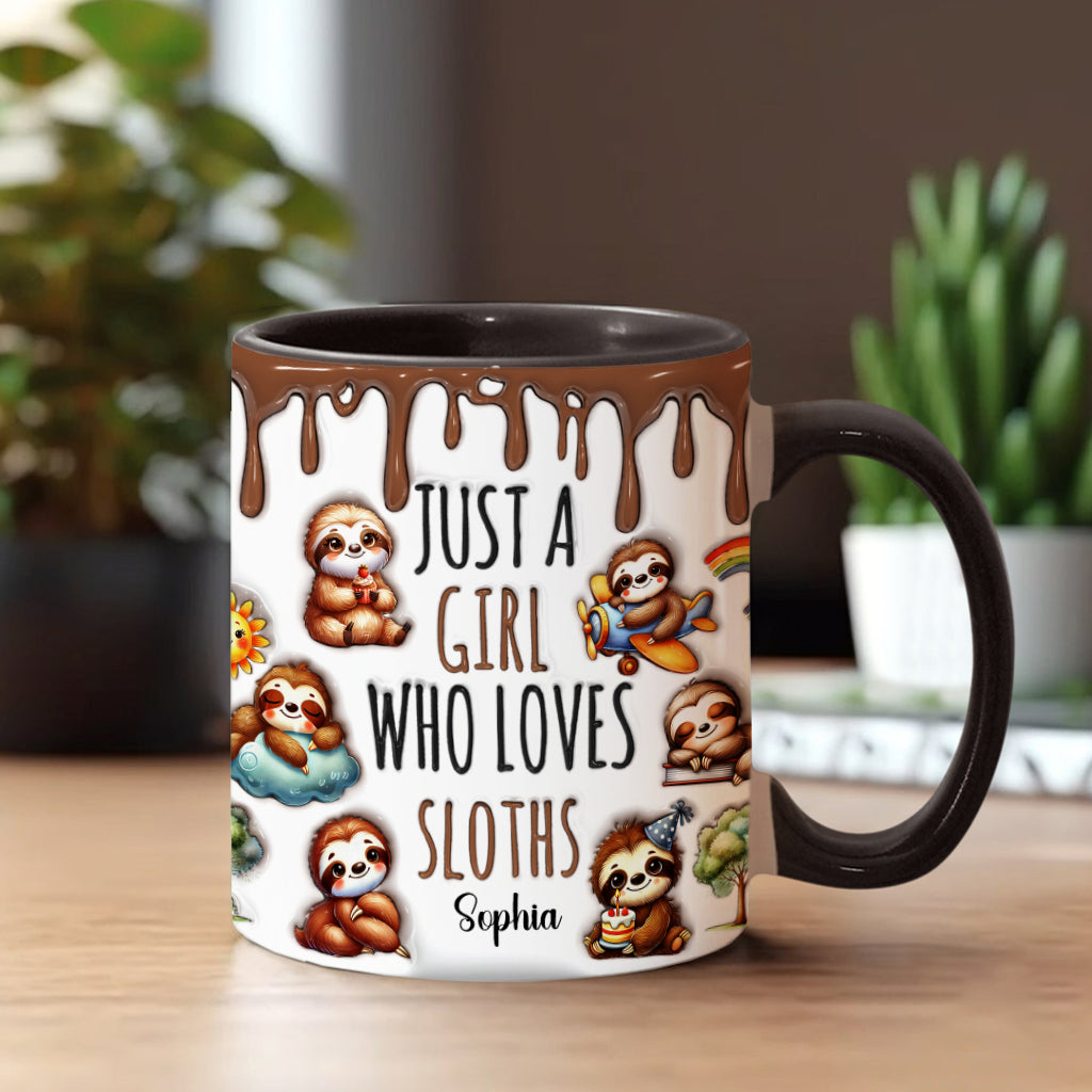 Just A Girl Who Loves Sloths - Personalized Sloth Accent Mug