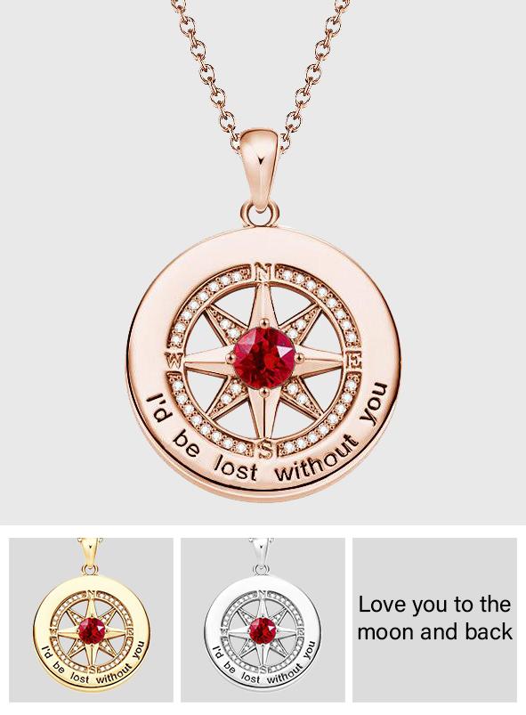Birthstone Any Text - Personalized Birthstone Necklace
