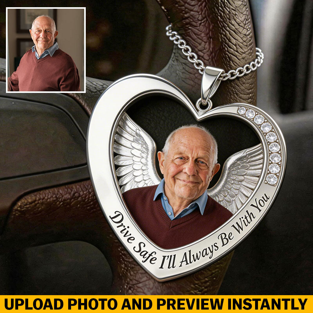 Custom From Any Photo, Car Interior Decoration, Steering Wheel Rosary Charm - Personalized Memorial Bracelet With Charms