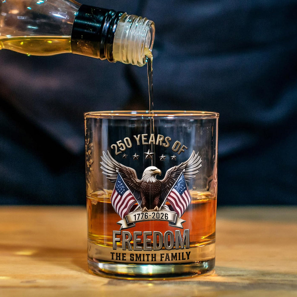 America 250th Anniversary Gifts For Family - Personalized Independence Day/ 4th of July Whiskey Decanter Set
