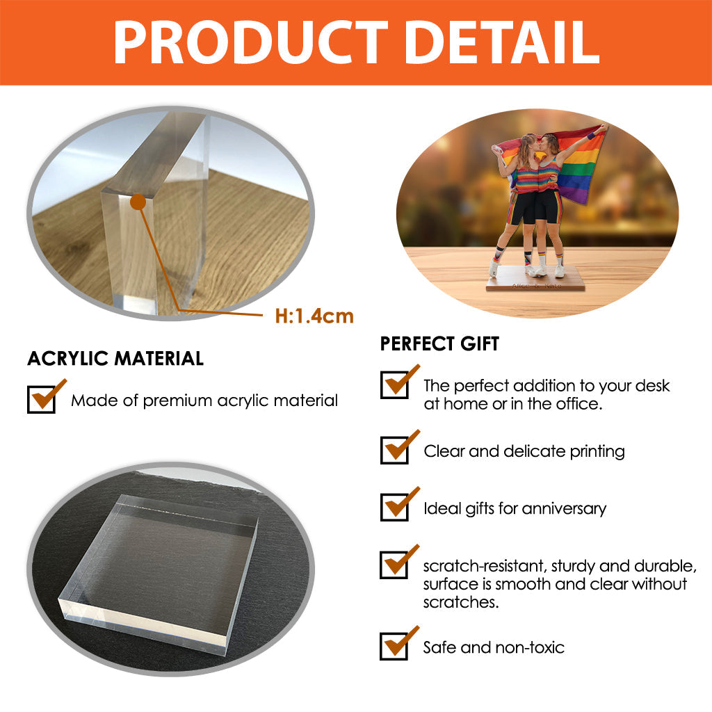 Custom Any Photo Couple Gift - Personalized LGBT Support Custom Shaped Acrylic Plaque