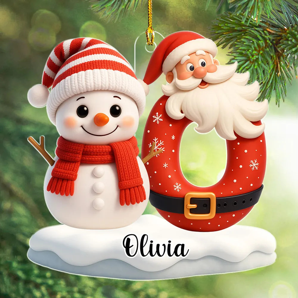 Acrylic Ornament - Snowman & Santa, Customizable Tree Hanging, Festive Charm, Joyful Keepsake, Unique Gift for Kids & Family