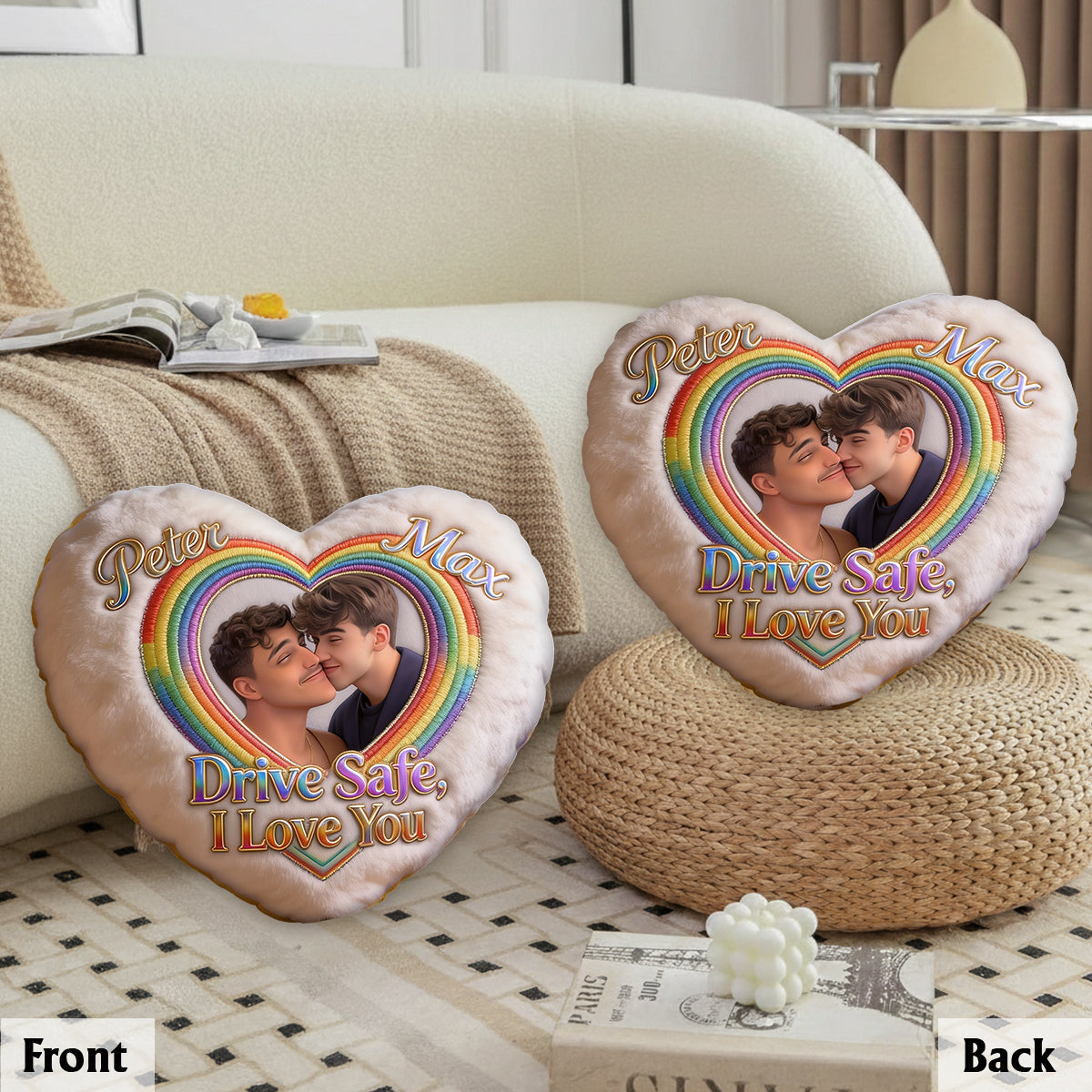 Drive Safe - Personalized LGBT Support Shaped Fur Pillow & Car Ornament