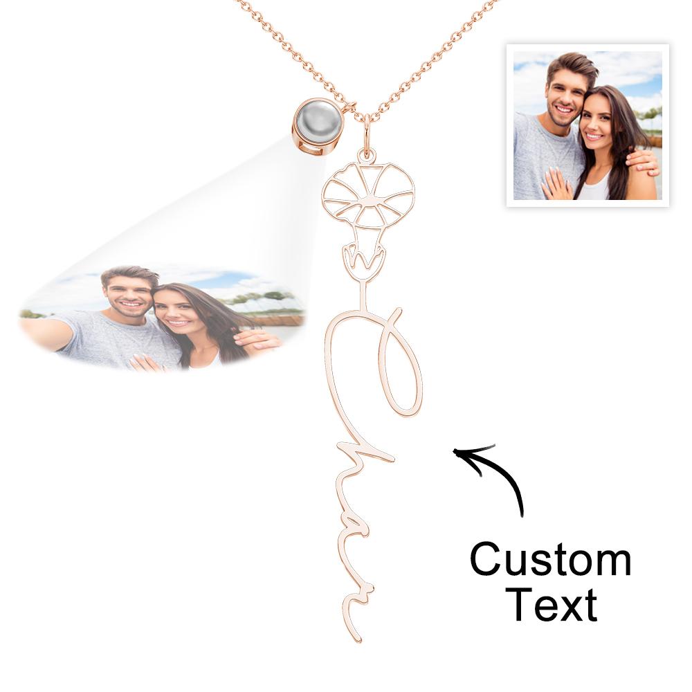 Birth Flower Photo Projection Charm - gift for anyone, who lost a loved one - Personalized Birth Flower Photo Projection Charm